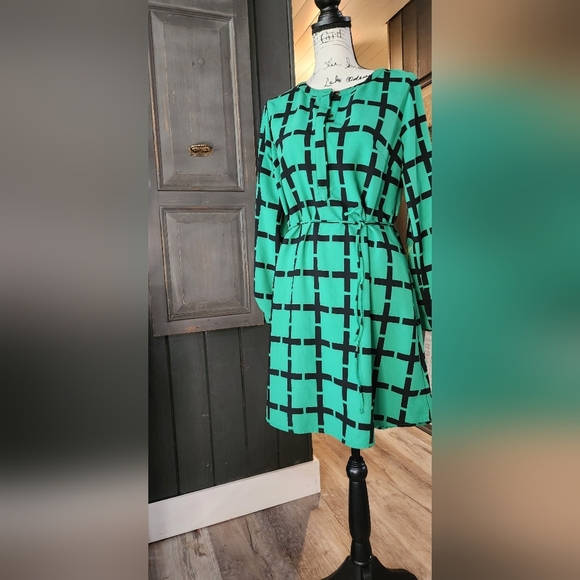 Merona Green and Black Geometric Shirt Dress - Picture 1 of 7